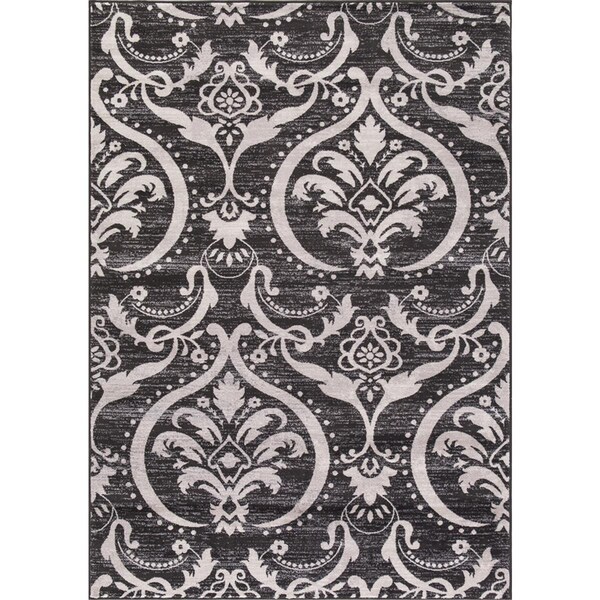 Concord Global 6 ft. 7 in. x 9 ft. 3 in. Lara Large Damask - Anthracite 45736 - main